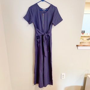 Blue zipper front jumpsuit
